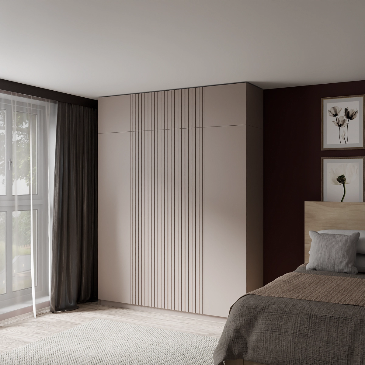 Шкаф с антресолью и фрезерованными фасадами Альтаир Кашемир